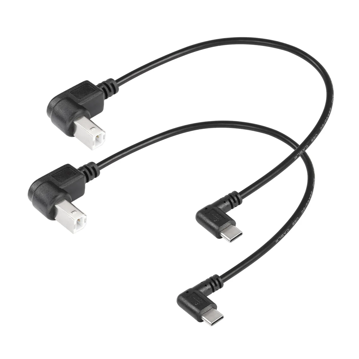 BUCIER BUCIER 2 Pack USB C Printer Cable Right Angled USB B to Type C Cord 11.8inch Down+Down usb cable — product photo