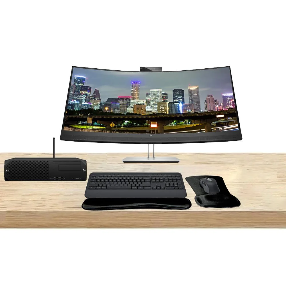 HP HP Z2 SFF G9 i7-14700 64GB 1TB RTX A2000 12GB + E34m G4 34" WQHD + MK650 wireless bundle — product photo