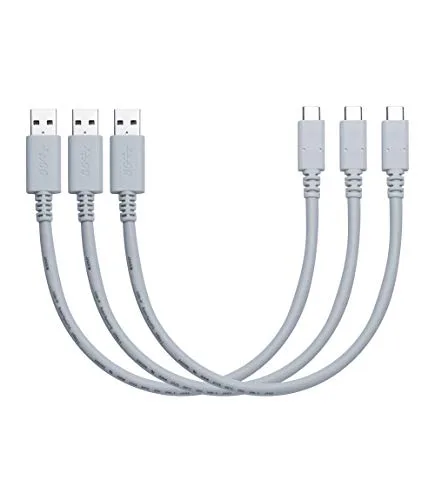 JAVEX JAVEX USB 3.1 Gen2 10Gbps Type-C to A Cable 1FT 3 Pack Cool Grey — product photo