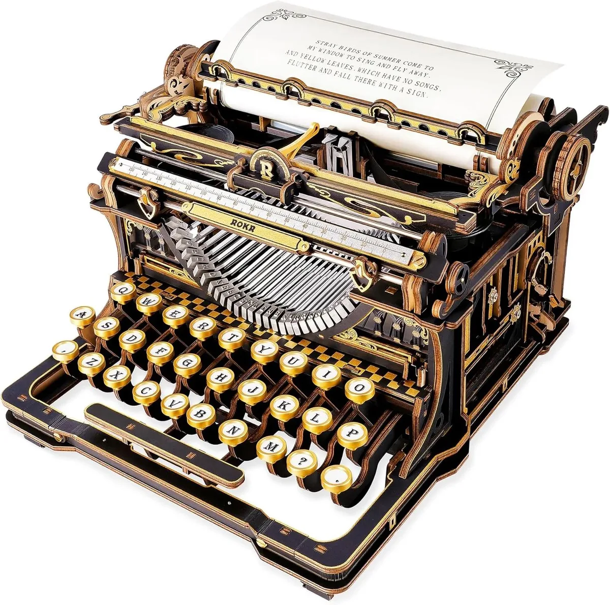 ROKR ROKR Mechanical Typewriter 3D Wooden Puzzle LK703C Black 320pcs — product photo