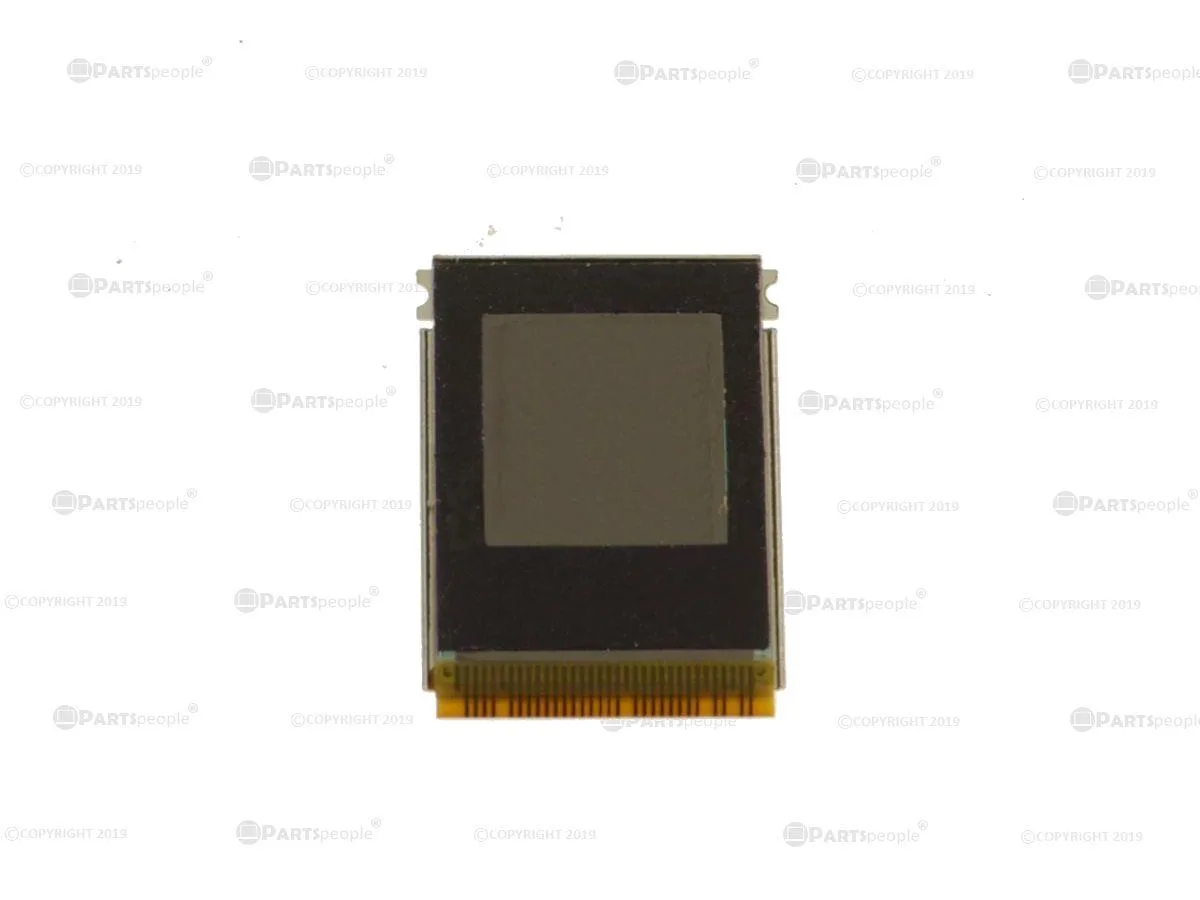 Small green circuit board with silver fingerprint sensor and ribbon cable connector