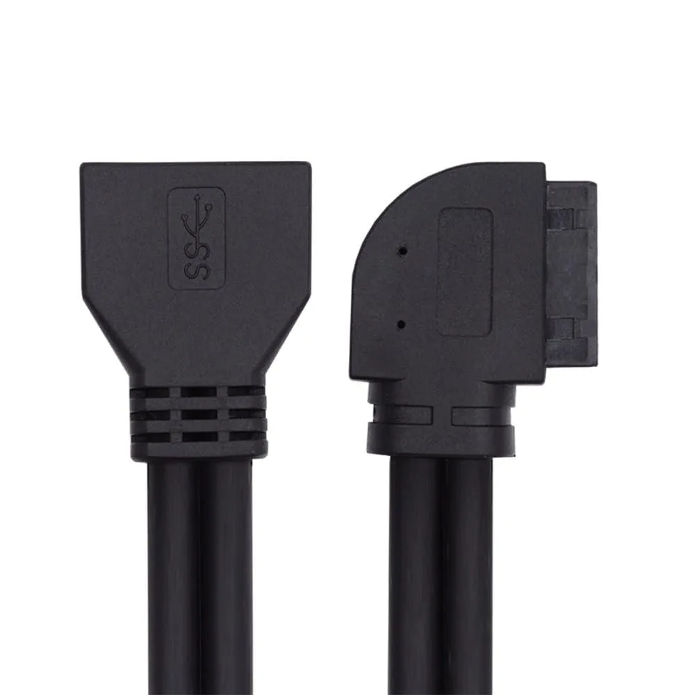 LORDWORLD LORDWORLD USB 3.0 20Pin 19Pin Male to Female 90 Degree Extension Cable 5Gbps — product photo