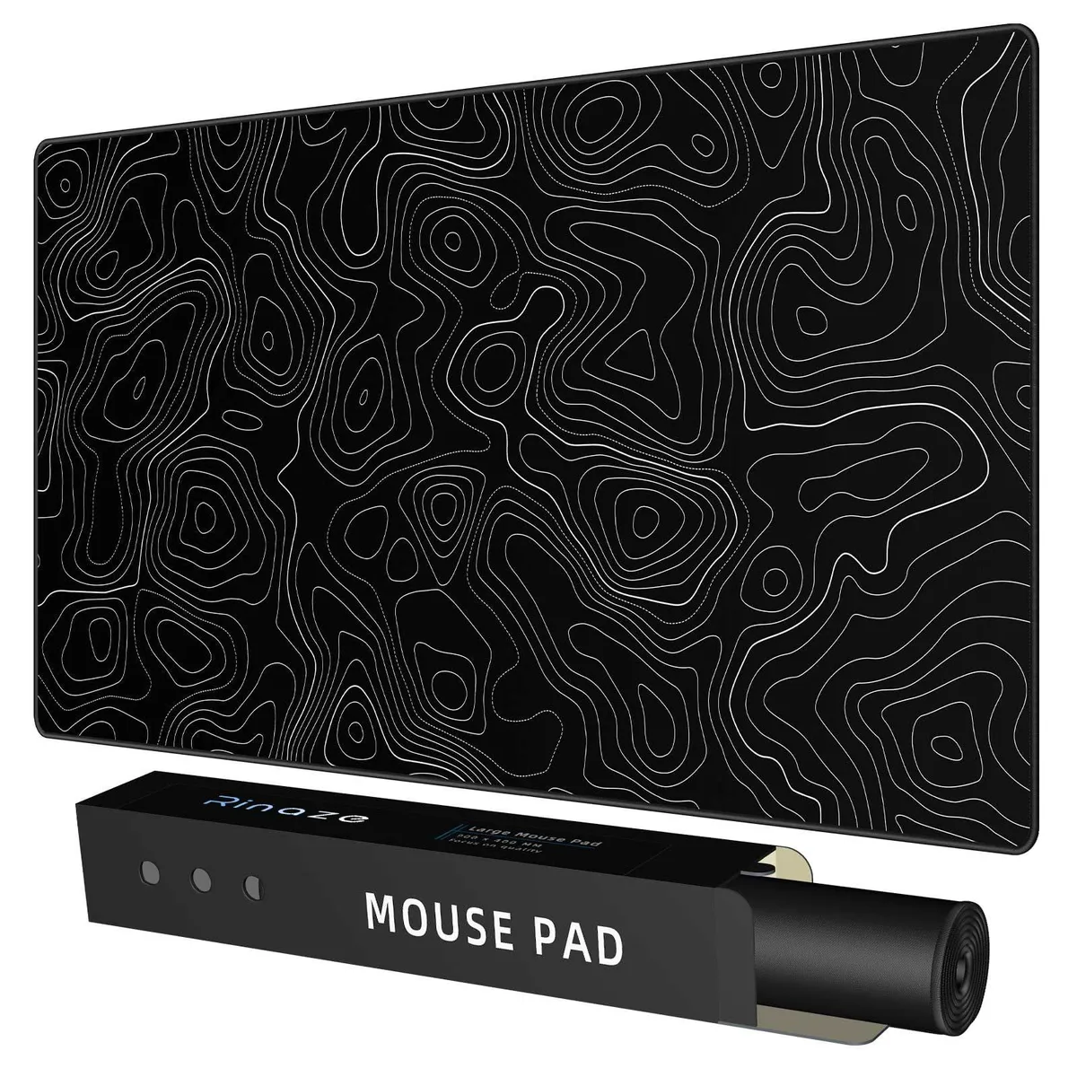  Rinaze Extra Large Gaming Mouse Pad Black Topographic 35.4 x 15.7 in — product photo