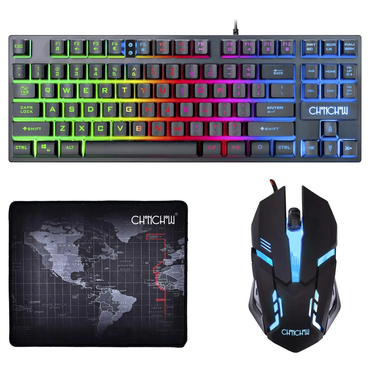 CHONCHOW M102-C 87-Key TKL Gaming Keyboard and Mouse Combo — product photo