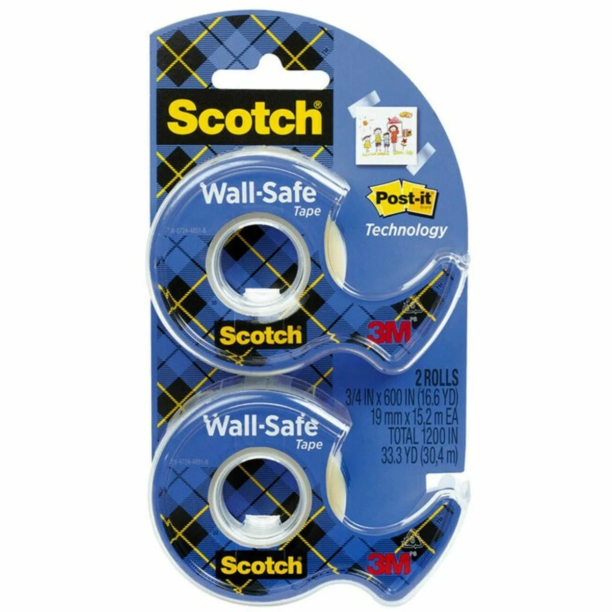 3M 3M Scotch Wall-Safe Tape 3/4" x 800" 2-Pack with Dispenser 183DM2 — product photo