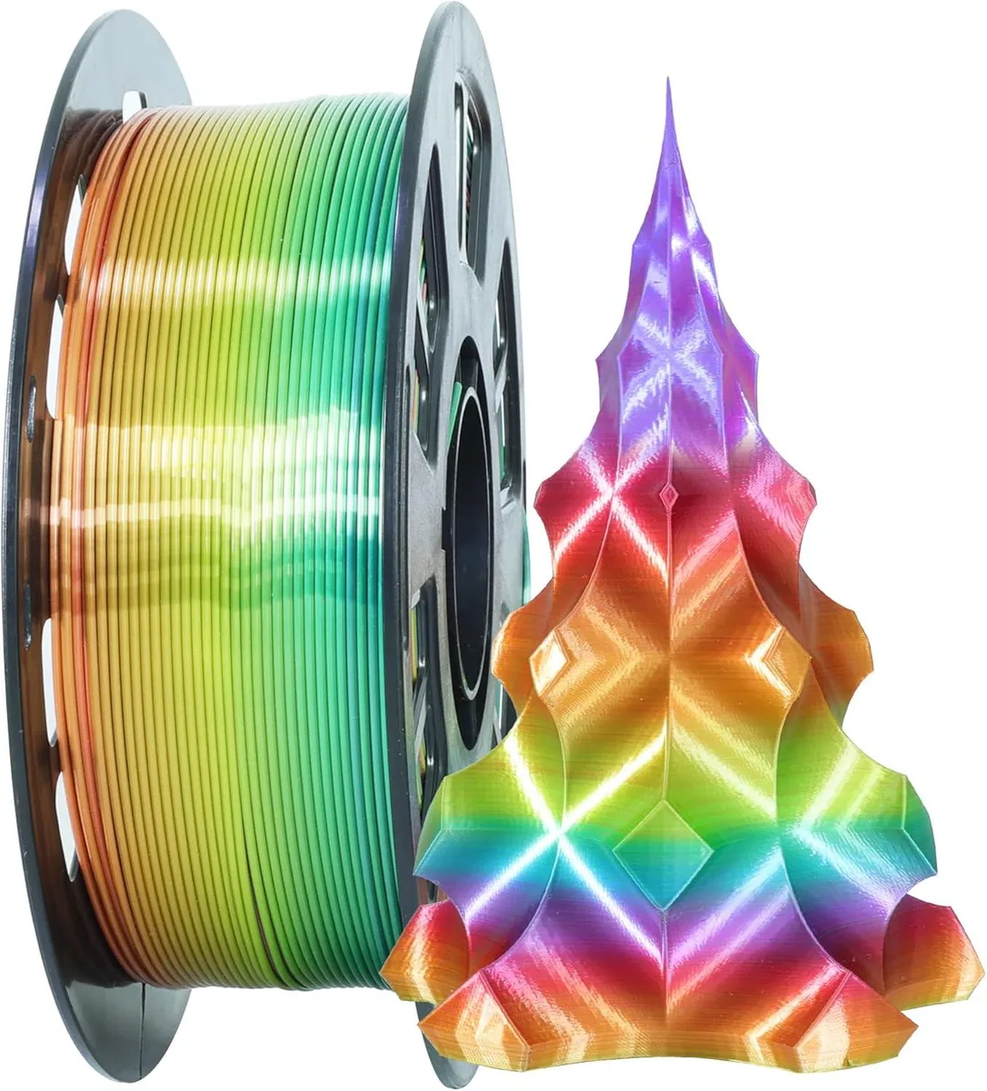 BFKK BFKK 1.75mm 1Kg Silk Shiny PLA Rainbow Fast Color Change 3D Printer Filament — product photo