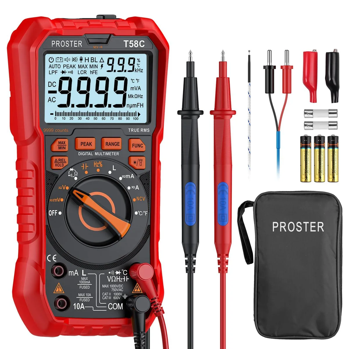 aFe Power True RMS clamp multimeter with 9999-count display and backlight