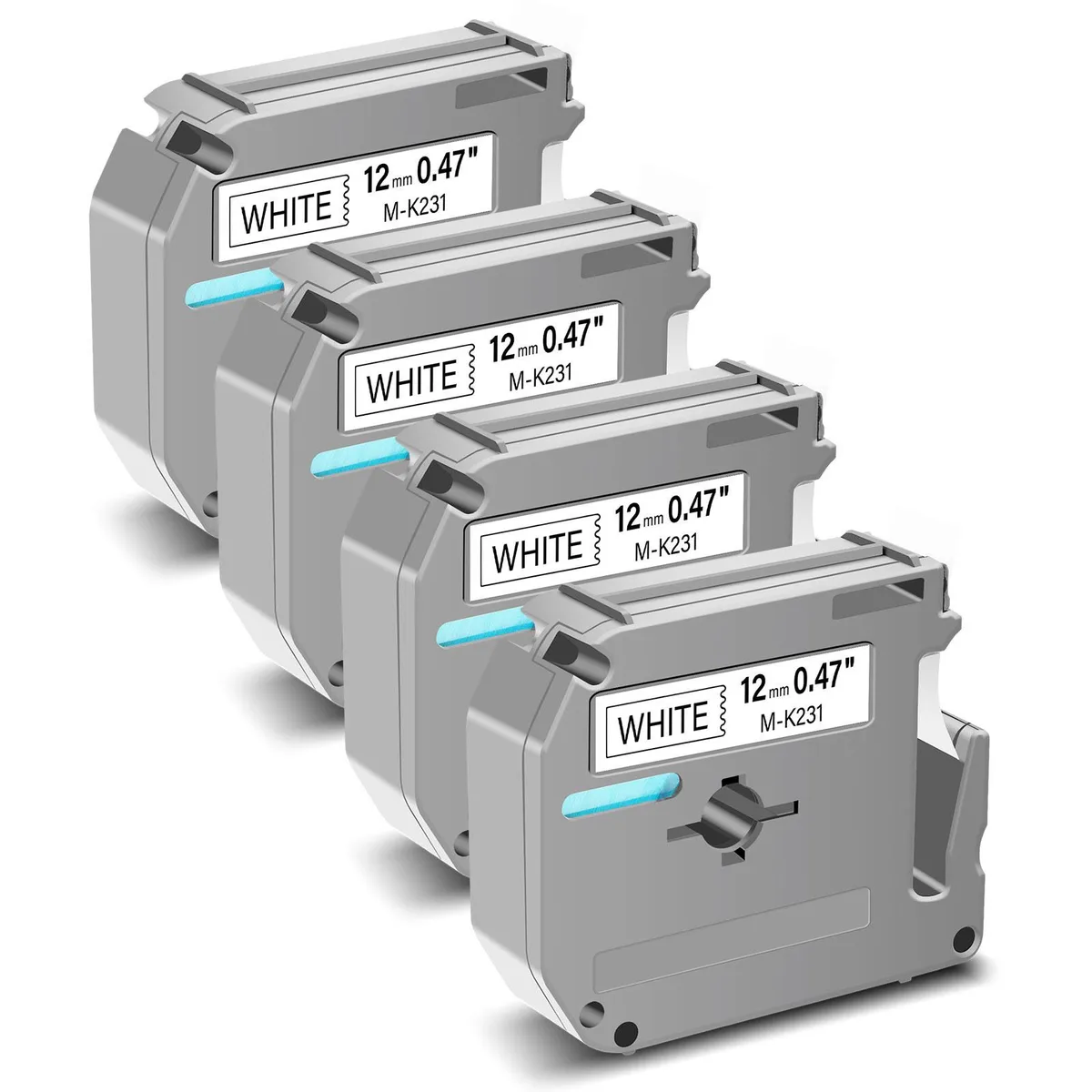 GREENCYCLE GREENCYCLE MK-231 label tape 12mm 26.2ft black on white 4 pack — product photo