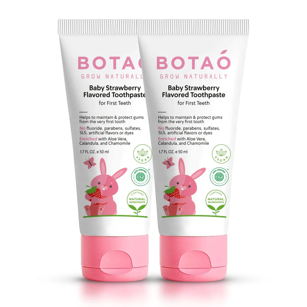 BOTAO Fluoride Free Toddler Toothpaste Strawberry 2Pack — product photo