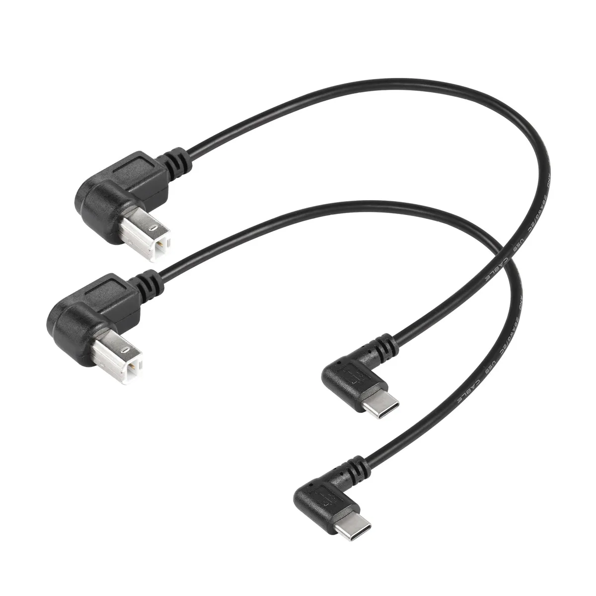 BUCIER BUCIER 2 Pack USB B to USB C Cable Right Angled 11.8inch UP+UP — product photo
