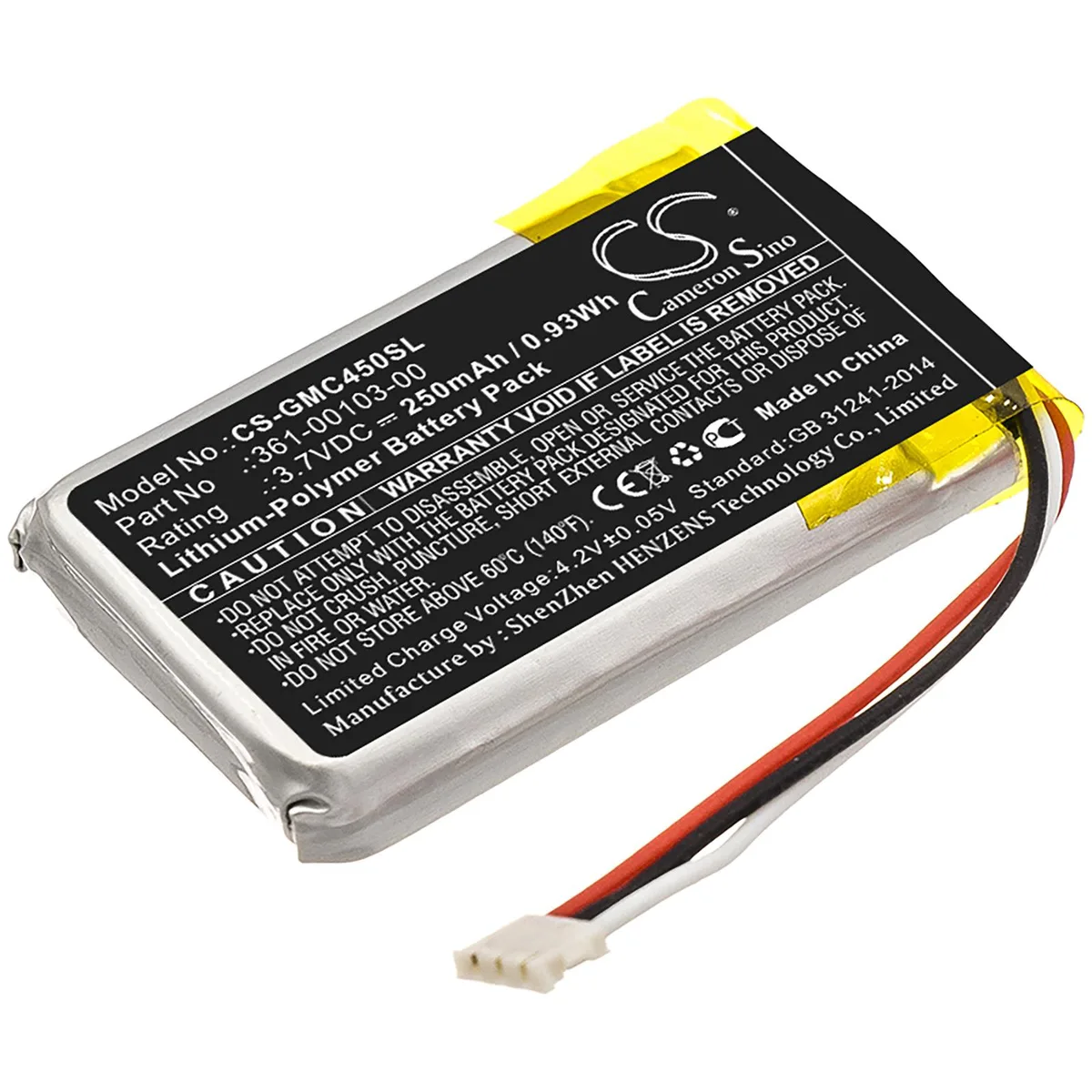 Cameron &amp; Co Cameron &amp; Co DS-CS-GMC450SL standard battery 3.7V 250mAh — product photo