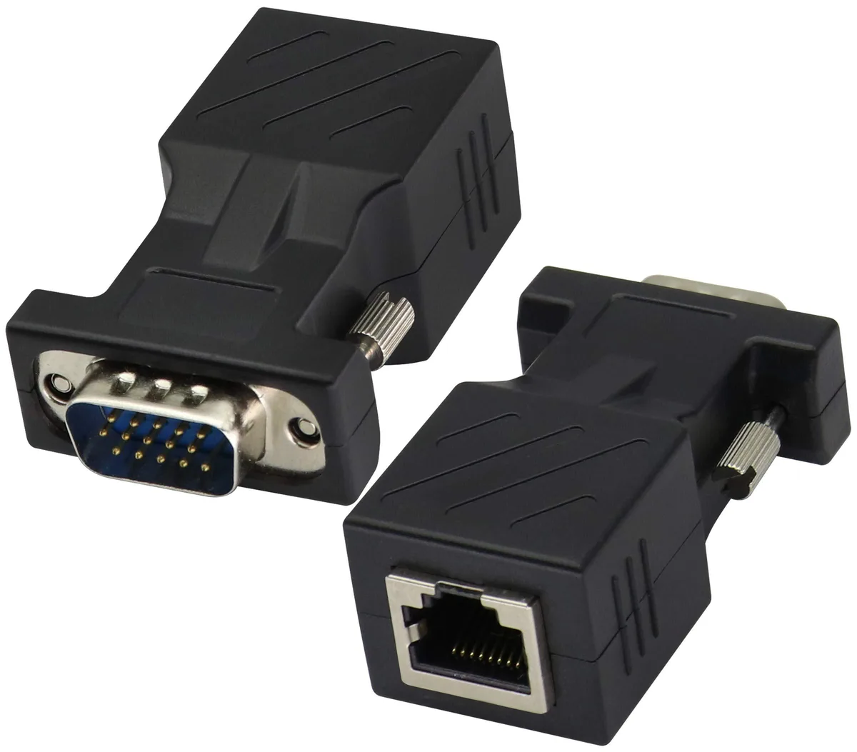 BUCIER BUCIER VGA to RJ45 adapter 2-pack 15-pin male to RJ45 female 20m 66ft 720p 1080p — product photo