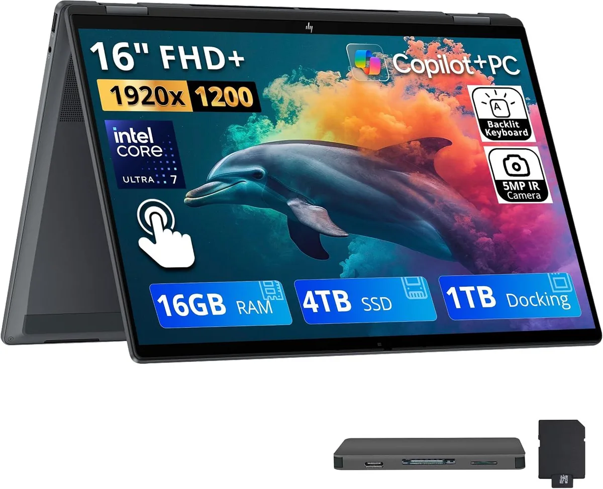 HP HP OmniBook X Flip 2-in-1 Laptop Core Ultra 7 256V 16GB 4TB SSD Gray — product photo