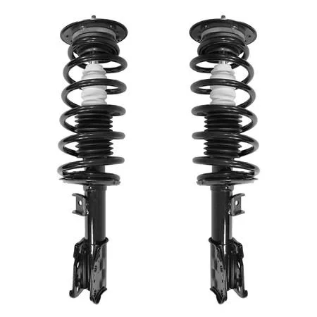 Unity front complete strut assembly kit, two silver struts with springs and mounts