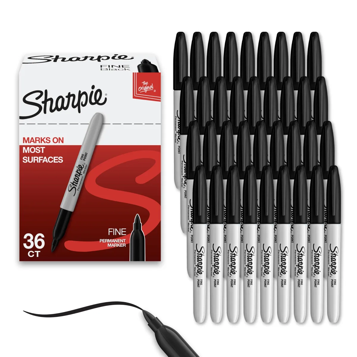 Sharpie Permanent Markers Fine Point Black 36 Count — product photo