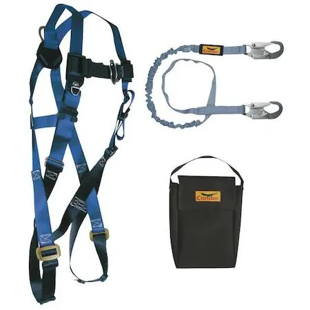 Condor Condor 19F395 Fall Protection Kit, 6 ft Shock-Absorbing Lanyard, Harness, 310 lb — product photo
