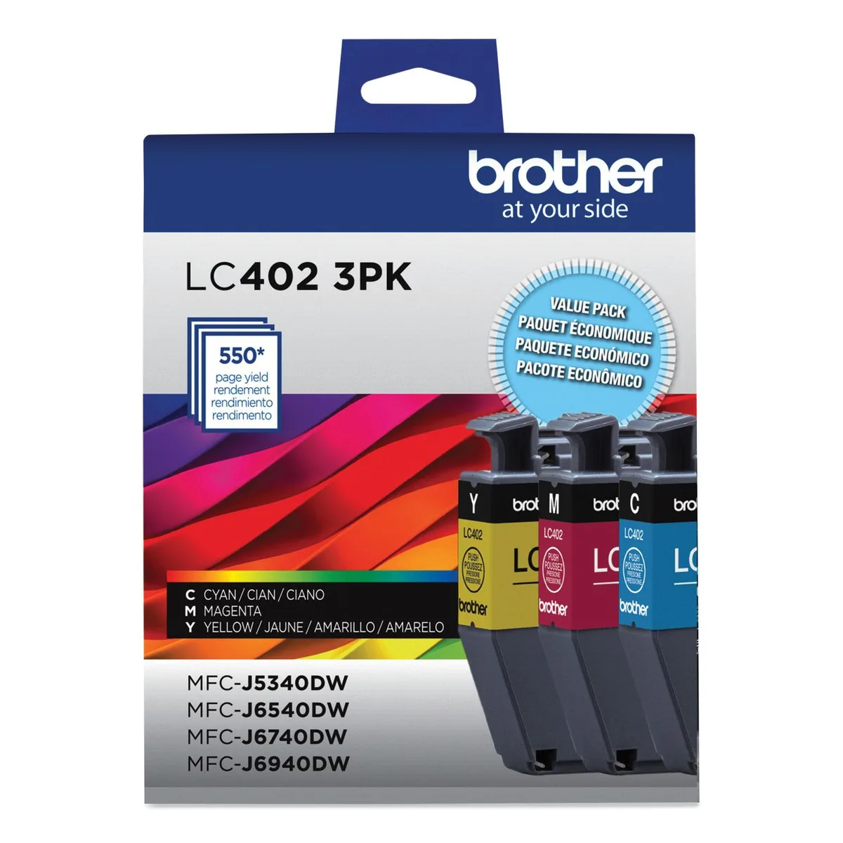 Brother Brother LC4023PKS 3-pack cyan magenta yellow 550-page ink cartridges (genuine brands) — product photo