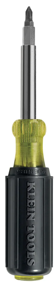 Klein Tools 32477 10-in-1 screwdriver with cushion grip handle and reversible barrel
