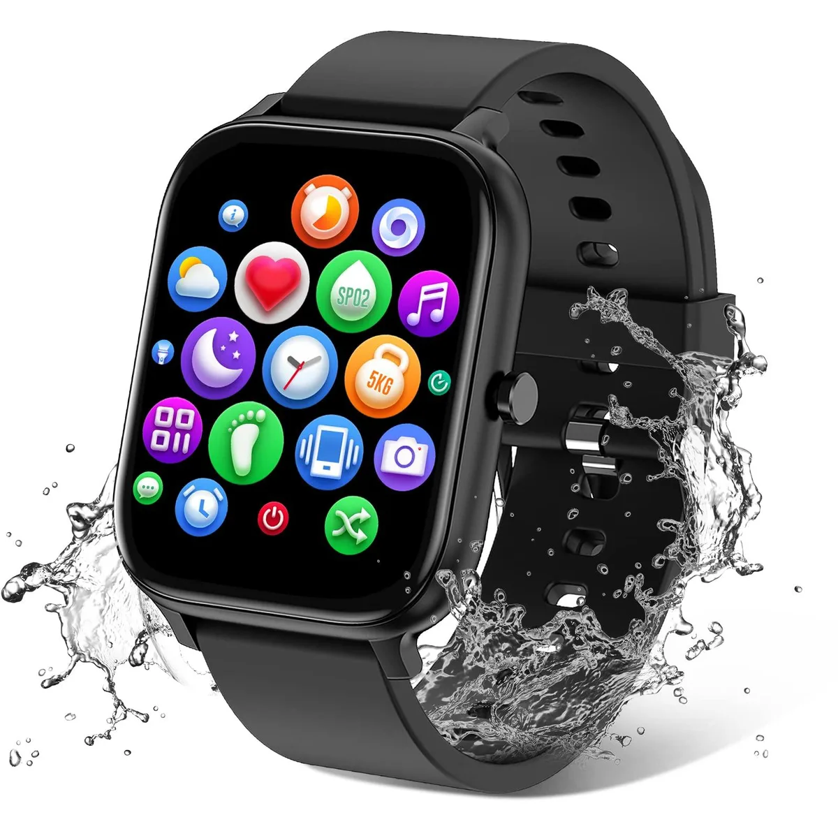  TORJALPH Smart Watch 1.83 inch Black Silicone Band — product photo
