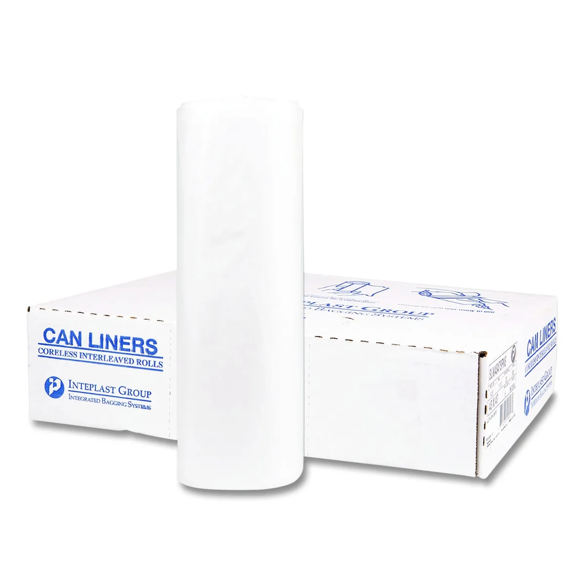 Integrated Bagging Systems Integrated Bagging Systems 45 gal 1.15 mil 40" x 46" Natural Interleaved Roll 20 Bags/Roll 5 Rolls/Carton — product photo