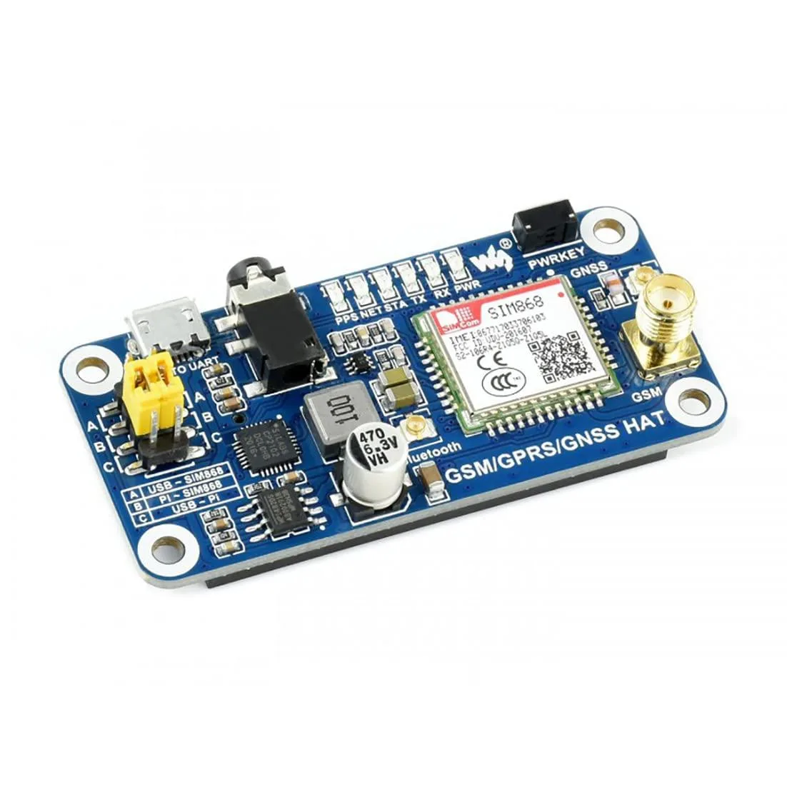 LORDWORLD LORDWORLD SIM868 GSM GNSS Bluetooth 3.0 HAT 40PIN development board — product photo
