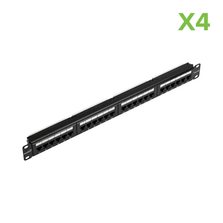 NavePoint NavePoint 24-Port Cat5E UTP Patch Panel 1U Black 4-pack — product photo