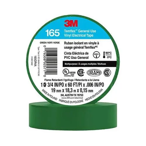 3M 3M Temflex 165 Electrical Tape Green 10 Pack — product photo