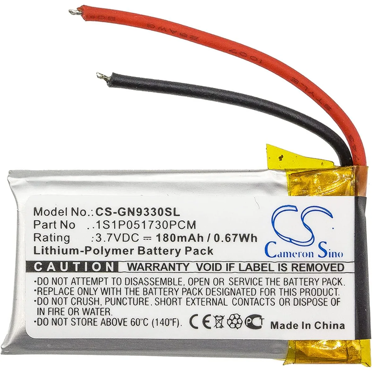 Cameron Sino GN9330 cell phone battery 180mAh 3.7V — product photo