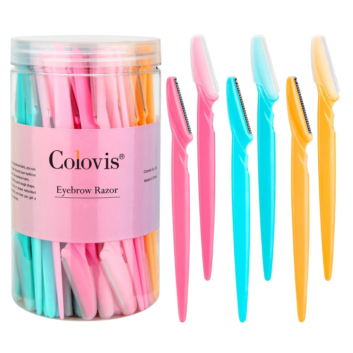  Colovis Eyebrow Razor Set 66 Count Rose Yellow Blue — product photo