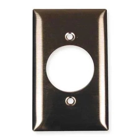 Hubbell Incorporated Hubbell Incorporated SS720 Single Receptacle Switch Plate, 1 Gang, Stainless Steel, 1.6 in Opening — product photo