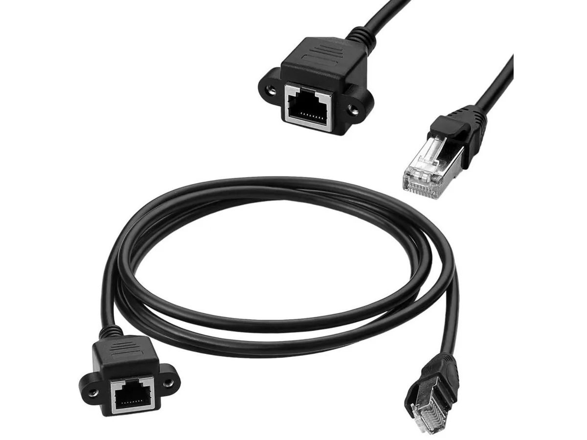 TeKit TeKit RJ45 Male to Female Cat5/5E Screw Lock Panel Mount 33ft network ethernet cable — product photo