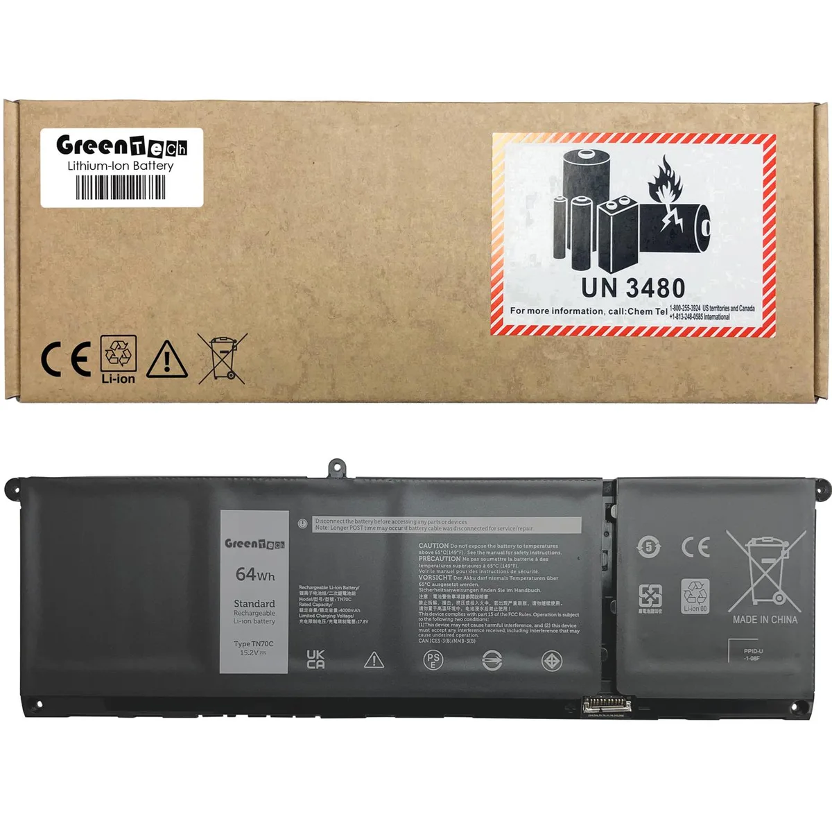 GreenTechLLC GreenTechLLC TN70C laptop battery 15.2V 64Wh 4-cell black — product photo