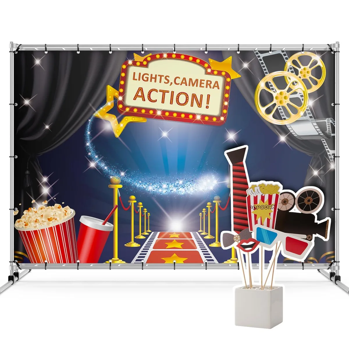 Zink Zink Party Supply 15PC Hollywood Kit 4.5x6 Ft Backdrop — product photo