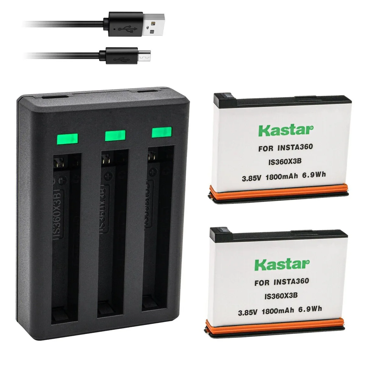Kastar Kastar IS360X3B 2-Pack Battery &amp; Triple USB Charger for Insta360 X3 — product photo