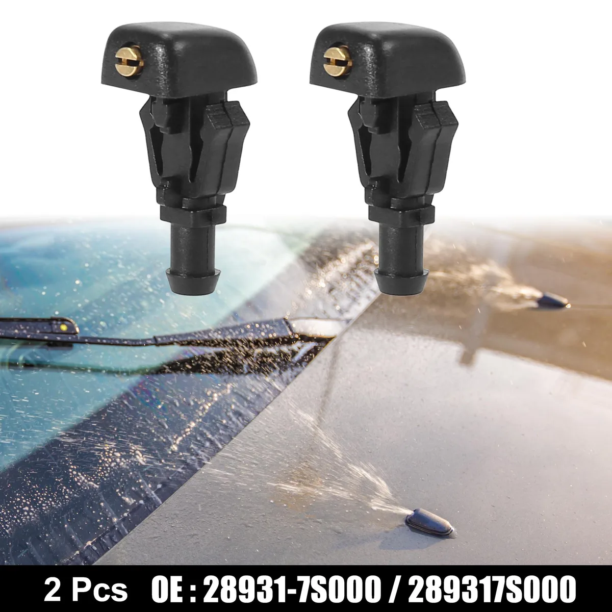 Unique-Bargains Unique-Bargains Front Windshield Wiper Nozzles for Nissan Titan Infiniti QX56 Pack of 2 Black — product photo