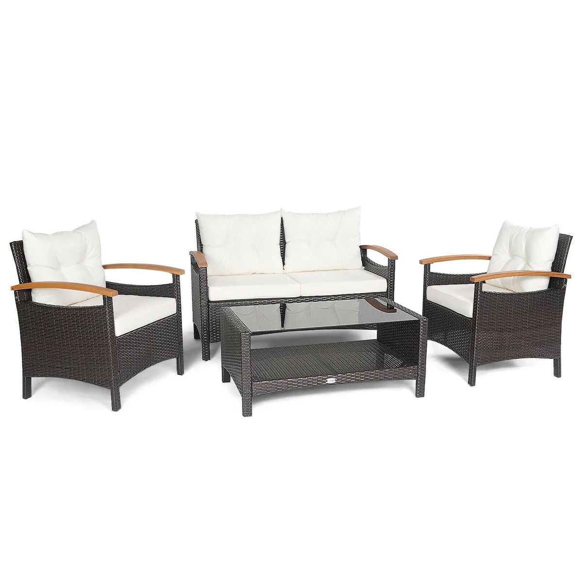SlickBlue SlickBlue 4-Piece Patio Rattan Furniture Set White — product photo