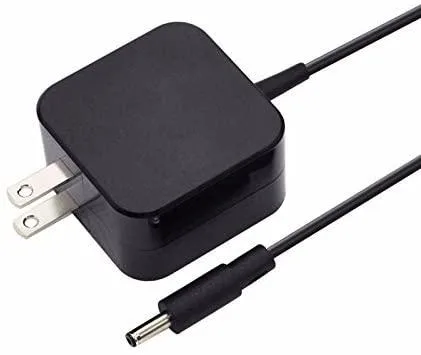 Compact black AC adapter with US plug prongs