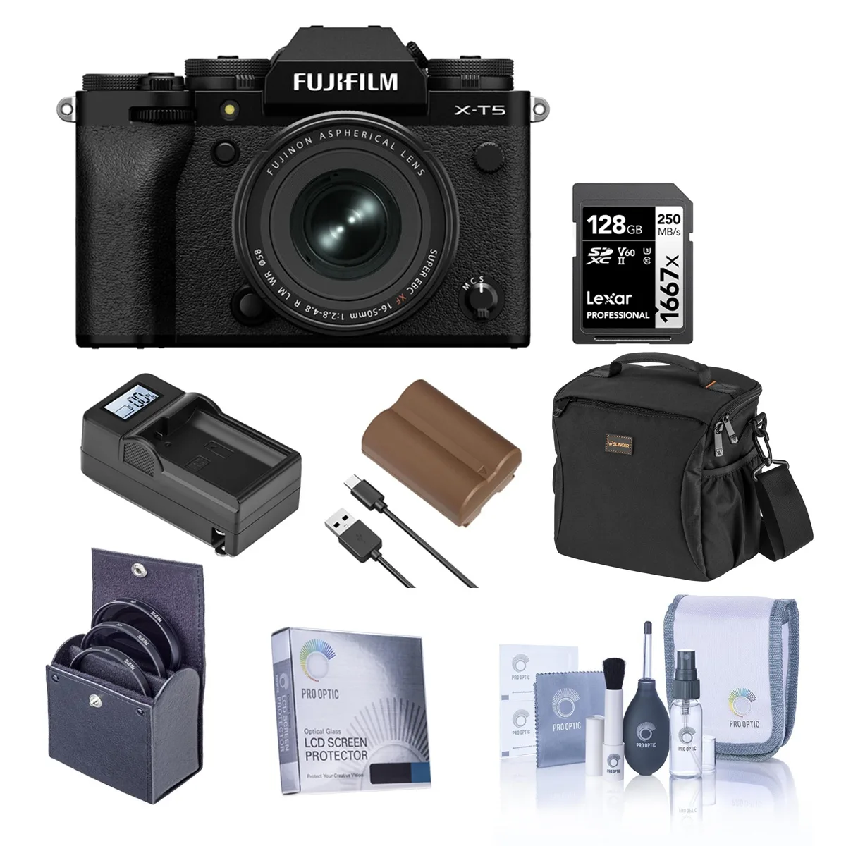 FUJIFILM FUJIFILM X-T5 Black with XF 16-50mm f/2.8-4.8 R LM WR Lens 128GB Bundle — product photo