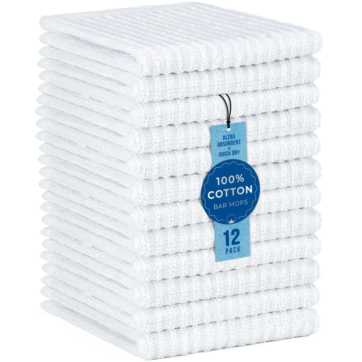 3M 12 Pack 100% Cotton Kitchen Towels 12 x 12 inch White — product photo