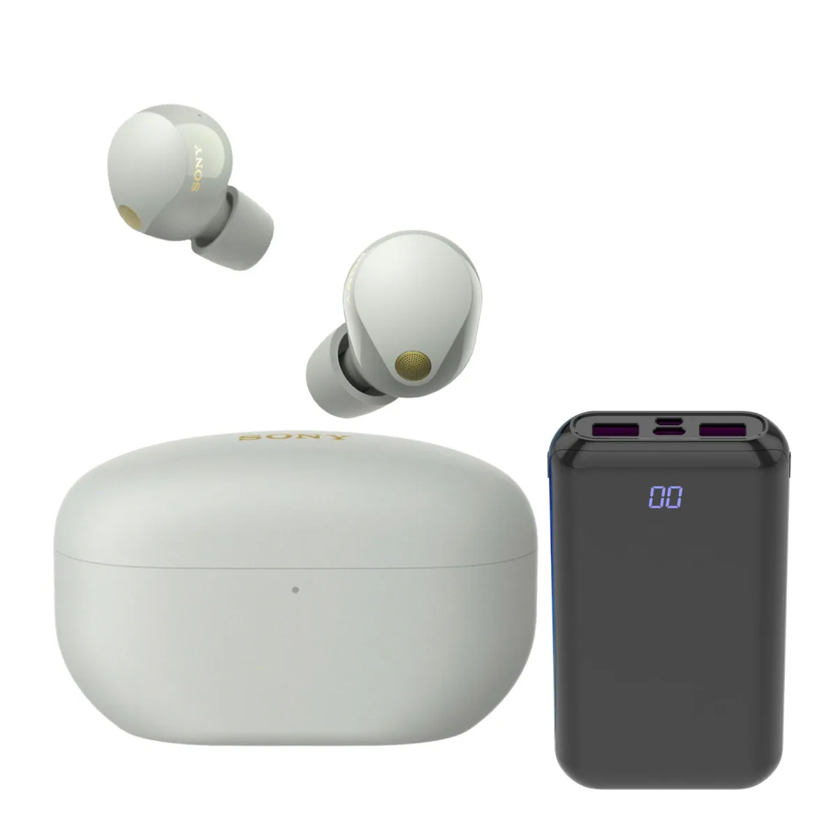 Sony Sony WF-1000XM5 Wireless Noise Canceling Earbuds Silver Bundle — product photo