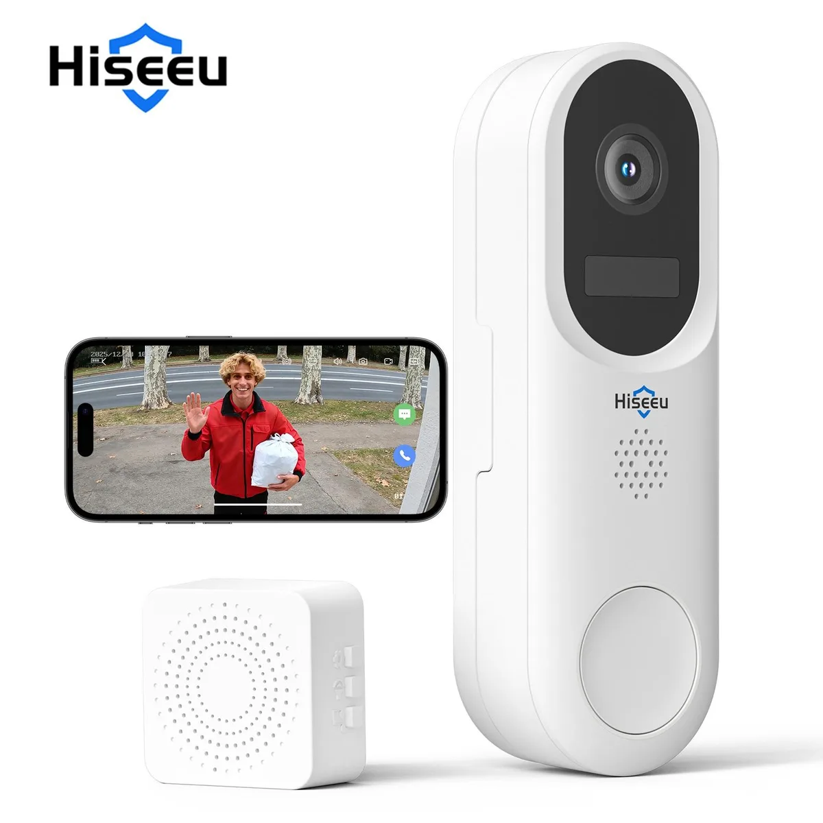 Hiseeu Hiseeu 2K Wireless Doorbell Camera 4500mAh Battery With Chime — product photo