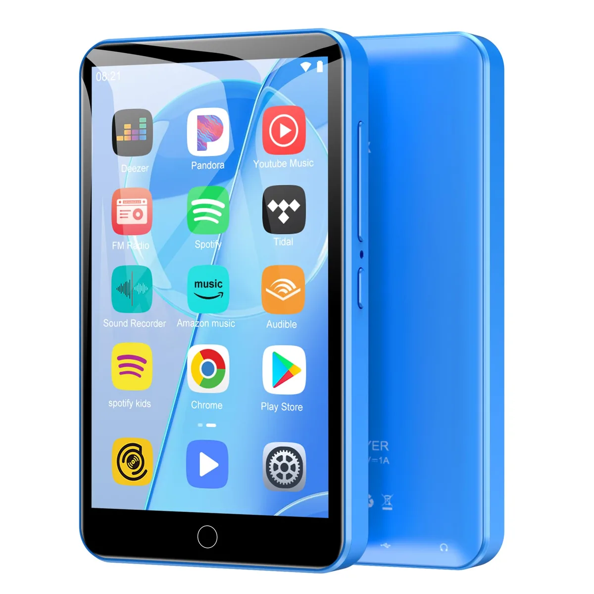 Blue rectangular MP3 player with 4.0 inch LCD screen
