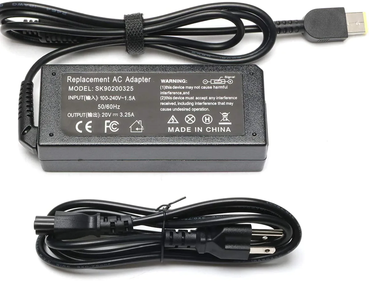 myVolts myVolts 65W 20V 3.25A AC adapter with rectangle USB tip — product photo