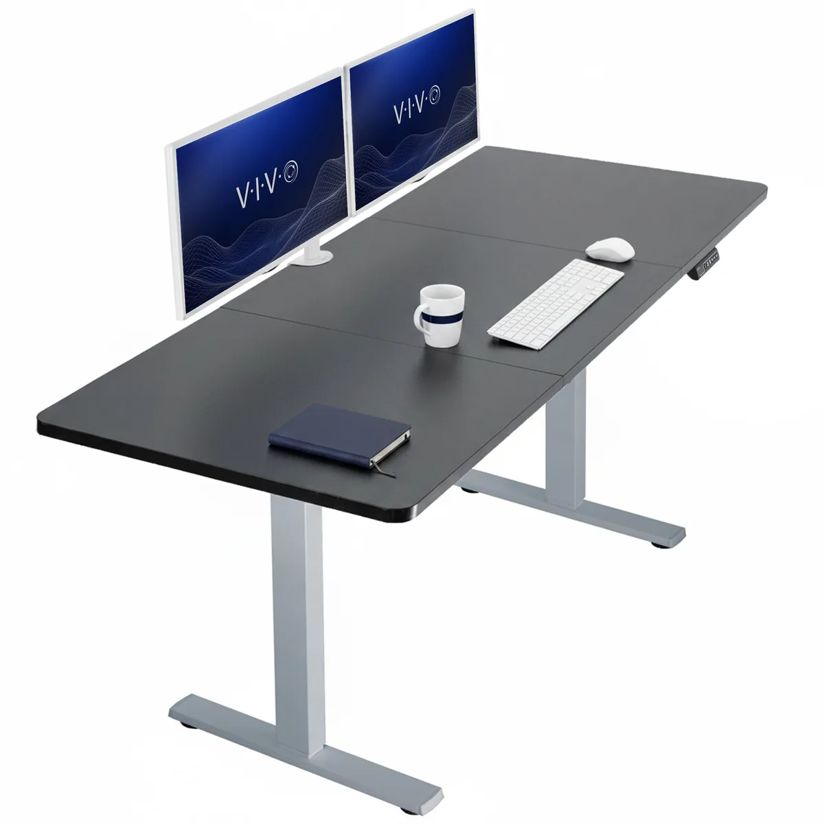 VIVO VIVO Electric 71 x 30 Standing Desk Black Top Gray Frame office furniture — product photo