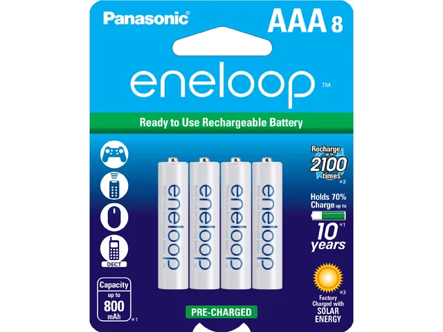 Panasonic Panasonic BK-4MCCA8BA eneloop AAA 800mAh 8-pack standard battery — product photo