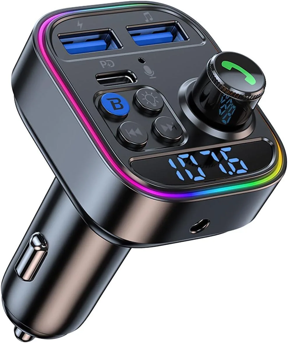 AUTYUE AUTYUE Bluetooth 5.3 FM Transmitter Car Adapter 30W PD Dual USB Black — product photo