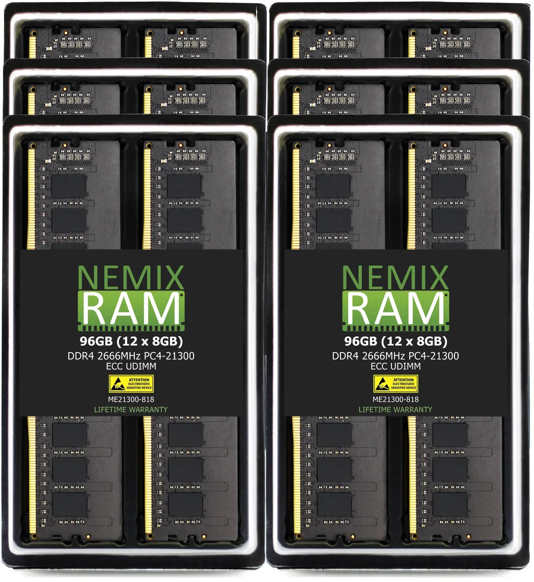 NEMIX RAM NEMIX RAM 96GB (12x8GB) DDR4 2666 ECC Unbuffered UDIMM server RAM — product photo