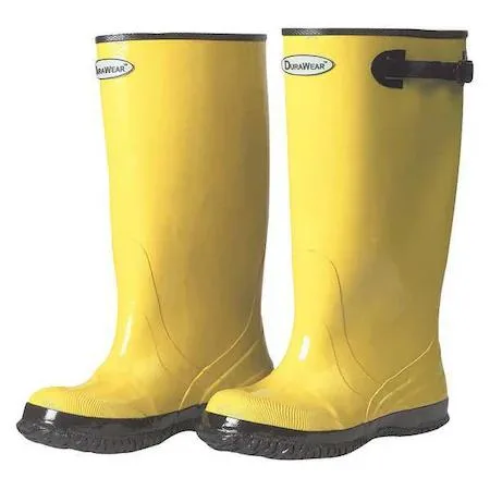 Yellow rubber overboots plain toe bar grip sole 17 in height size 12