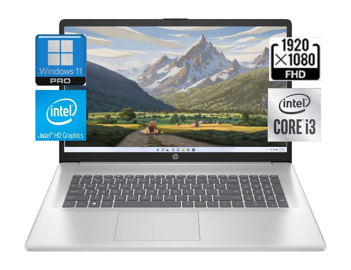 HP HP 17-cn2083dx 17.3" FHD laptop i3-1215U 32GB 2TB Windows 11 Pro Natural Silver — product photo