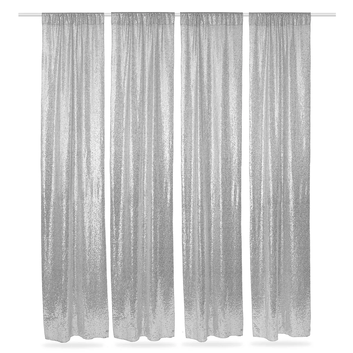 Lann's Linens Lann's Linens Sequin Backdrop Curtains Silver Set of 4 2ft x 8ft Party Supply — product photo